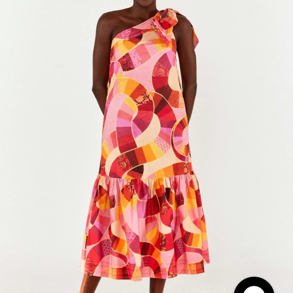 FARM Rio Patch Twirl One Shouldered Maxi Dress